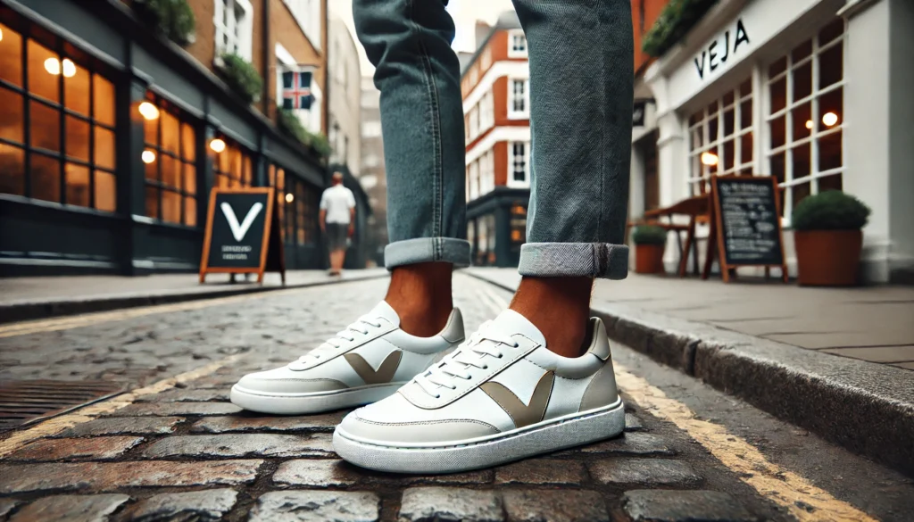 Veja V-90-Leather White Natural Sneakers