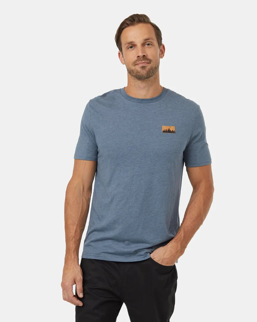 Tentree Juniper Cork Patch T-Shirt in Blue Mirage